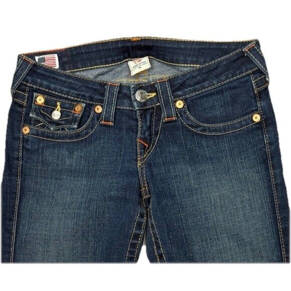 True Religion Billy Jeans 26 Straight Y2K Thick Stitch Low Rise USA Made Western - Picture 4 of 7